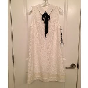 NWT Karl Lagerfeld White Collared Lace Shift Dress